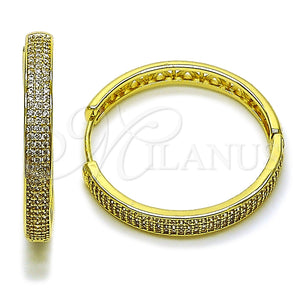 Argolla Huggie 02.282.0102.35 Oro Laminado, con Blanca Micro Pave, Pulido, Tono Dorado