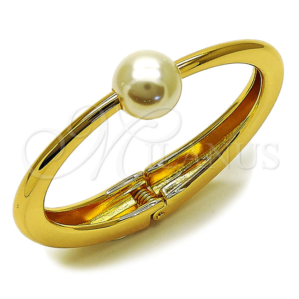 Aro Individual 07.307.0063.04 Oro Laminado, Diseño de Bola, con Perla Marfil, Pulido, Tono Dorado (Grosor 16 MM, Talla 4 (2,25 de Diámetro))