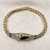 Pulsera Elegante 03.411.0080.08 Oro Laminado, Diseño de San Judas y Hebilla del Cinturón, con Blanca Zirconia Cubica, Pulido, Tres Tonos (Thickness, 8 Inches Length)