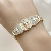 Pulsera Elegante 03.411.0082.07 Oro Laminado, Diseño de San Benito y Figaro, con Blanca Zirconia Cubica, Pulido, Tres Tonos (Thickness, 8 Inches Length)