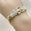 Pulsera Elegante 03.411.0083.07 Oro Laminado, Diseño de San Judas y Hebilla del Cinturón, con Blanca Zirconia Cubica, Pulido, Tono Dorado (Thickness, 8 Inches Length)