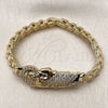 Pulsera Elegante 03.411.0083.07 Oro Laminado, Diseño de San Judas y Hebilla del Cinturón, con Blanca Zirconia Cubica, Pulido, Tono Dorado (Thickness, 8 Inches Length)