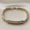 Pulsera Elegante 03.411.0084.08 Oro Laminado, Diseño de Baguette y Cluster, con Blanca Zirconia Cubica and Blanca Micro Pave, Pulido, Tono Dorado (Thickness, 8 Inches Length)