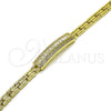 Pulsera Elegante 03.411.0084.08 Oro Laminado, Diseño de Baguette y Cluster, con Blanca Zirconia Cubica and Blanca Micro Pave, Pulido, Tono Dorado (Thickness, 8 Inches Length)