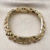 Pulsera Elegante 03.411.0085.08 Oro Laminado, Diseño de San Judas y Hebilla del Cinturón, con Blanca Zirconia Cubica, Pulido, Tono Dorado (12 MM Thickness, 8 Inches Length)