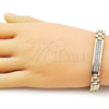 Pulsera Elegante 03.411.0086.07 Oro Laminado, Diseño de Hebilla del Cinturón, con Blanca Zirconia Cubica, Pulido, Tono Dorado (09 MM Thickness, 7 Inches Length)
