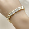 Pulsera Elegante 03.411.0086.07 Oro Laminado, Diseño de Hebilla del Cinturón, con Blanca Zirconia Cubica, Pulido, Tono Dorado (09 MM Thickness, 7 Inches Length)