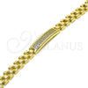 Pulsera Elegante 03.411.0086.07 Oro Laminado, Diseño de Hebilla del Cinturón, con Blanca Zirconia Cubica, Pulido, Tono Dorado (09 MM Thickness, 7 Inches Length)