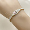 Pulsera Elegante 03.411.0087.06 Oro Laminado, Diseño de Guadalupe y Baguette, Diseño de Guadalupe, con Zirconia Cubica Blanca, Pulido, Tricolor