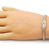 Pulsera Elegante 03.411.0087.06 Oro Laminado, Diseño de Guadalupe y Baguette, con Blanca Zirconia Cubica, Pulido, Tres Tonos (Thickness, 6 Inches Length)