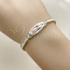Pulsera Elegante 03.411.0087.06 Oro Laminado, Diseño de Guadalupe y Baguette, con Blanca Zirconia Cubica, Pulido, Tres Tonos (Thickness, 6 Inches Length)