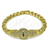 Pulsera Solida 03.411.0008.2.08 Oro Laminado, Diseño de Guadalupe y Cruz, Diseño de Guadalupe, con Zirconia Cubica Blanca, Pulido, Tricolor