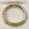 Pulsera Elegante 03.411.0092.08 Oro Laminado, Diseño de Guadalupe y Hebilla del Cinturón, con Blanca Zirconia Cubica, Pulido, Tono Dorado (12 MM Thickness, 8 Inches Length)
