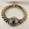 Pulsera Elegante 03.411.0093.1.08 Oro Laminado, Diseño de Guadalupe y Hebillas de Cinturon, Diseño de Guadalupe, con Zirconia Cubica Blanca, Diamantado, Tricolor