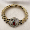 Pulsera Elegante 03.411.0093.1.08 Oro Laminado, Diseño de Guadalupe y Hebilla del Cinturón, con Blanca Zirconia Cubica, Diamantado, Tres Tonos (12 MM Thickness, 8 Inches Length)