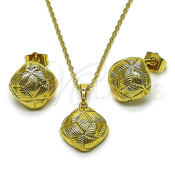 Juego de Arete y Dije de Adulto 10.379.0097 Oro Laminado, Diamantado, Tono Dorado