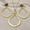 Juego de Arete y Dije de Adulto 10.379.0098 Oro Laminado, Diseño de Gota, Pulido, Tono Dorado
