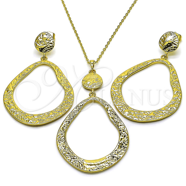 Juego de Arete y Dije de Adulto 10.379.0098 Oro Laminado, Diseño de Gota, Pulido, Tono Dorado