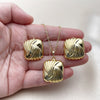 Juego de Arete y Dije de Adulto 10.379.0104 Oro Laminado, Diamantado, Tono Dorado