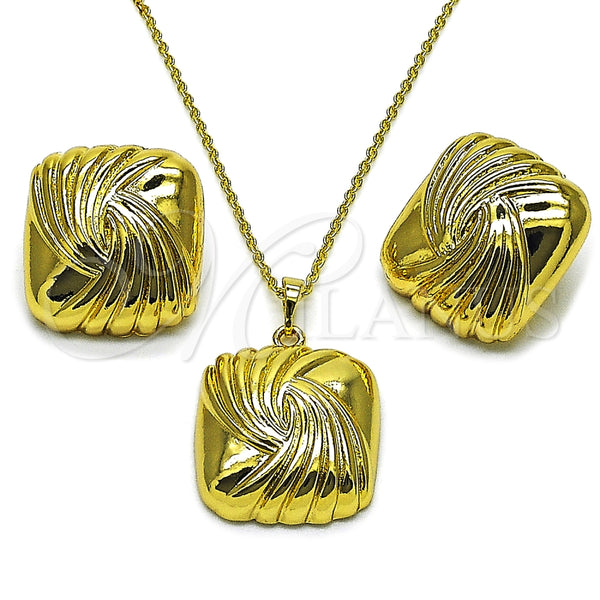 Juego de Arete y Dije de Adulto 10.379.0104 Oro Laminado, Diamantado, Tono Dorado