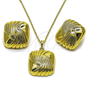 Juego de Arete y Dije de Adulto 10.379.0104 Oro Laminado, Diamantado, Tono Dorado