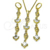 Juego de Arete y Dije de Adulto 10.323.0002 Oro Laminado, con Blanca Zirconia Cubica, Pulido, Tono Dorado
