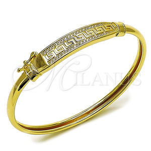 Aro Individual 07.237.0001.05 Oro Laminado, Diseño de Llave Griega, con Blanca Zirconia Cubica, Pulido, Tono Dorado (Thickness, Size 5 (2.50 Diameter))