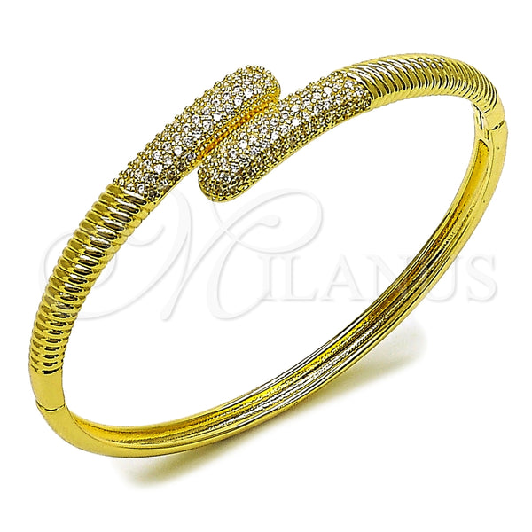 Aro Individual 07.237.0004.04 Oro Laminado, con Blanca Micro Pave, Pulido, Tono Dorado (13 MM Thickness, Size 4 (2.25 Diameter))