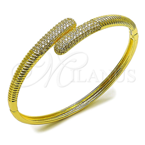 Aro Individual 07.237.0004.04 Oro Laminado, con Blanca Micro Pave, Pulido, Tono Dorado (13 MM Thickness, Size 4 (2.25 Diameter))