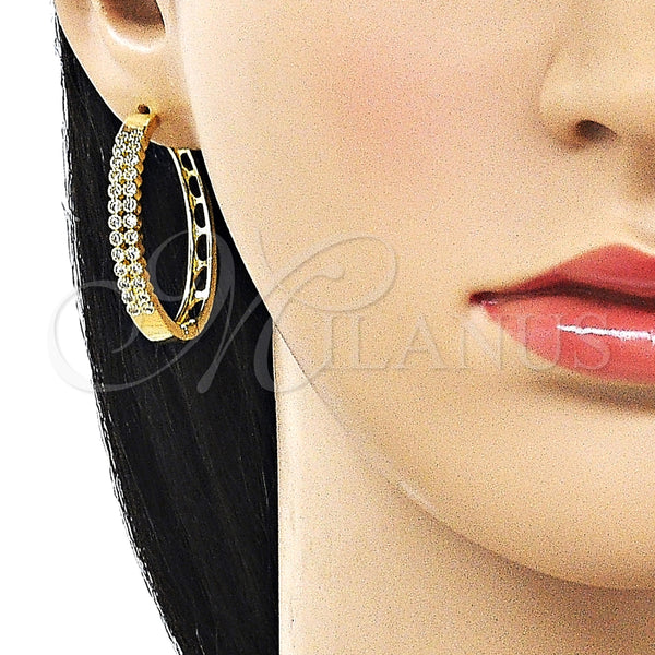 Argolla Huggie 02.237.0039.35 Oro Laminado, con Blanca Zirconia Cubica, Pulido, Tono Dorado
