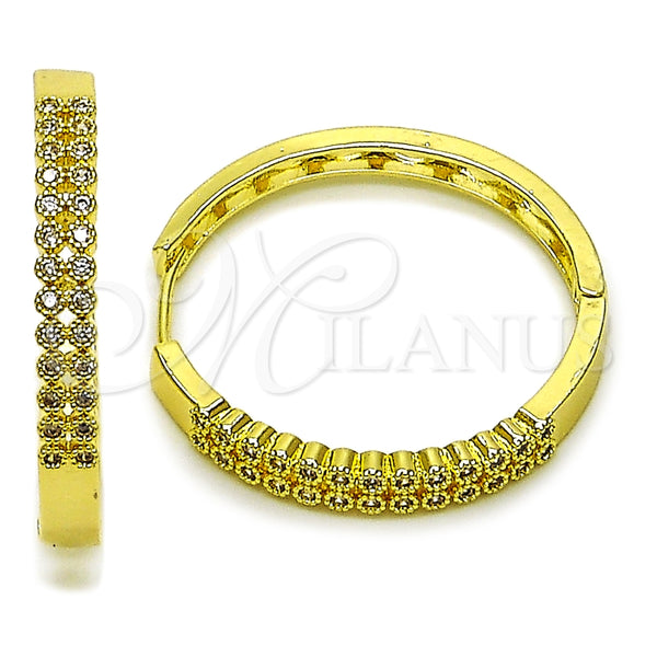 Argolla Huggie 02.237.0039.35 Oro Laminado, con Blanca Zirconia Cubica, Pulido, Tono Dorado