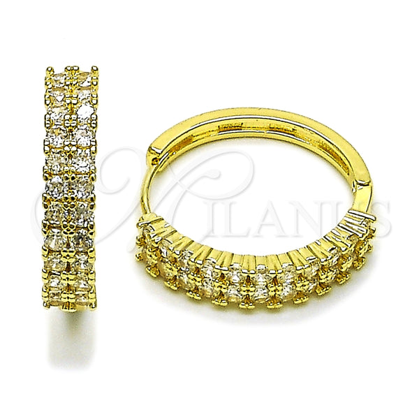 Argolla Huggie 02.237.0041.25 Oro Laminado, con Blanca Zirconia Cubica, Pulido, Tono Dorado