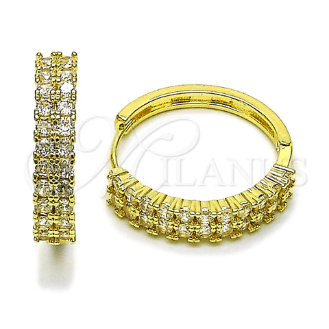 Argolla Huggie 02.237.0041.25 Oro Laminado, con Blanca Zirconia Cubica, Pulido, Tono Dorado