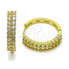 Argolla Huggie 02.237.0041.25 Oro Laminado, con Blanca Zirconia Cubica, Pulido, Tono Dorado