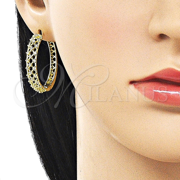 Argolla Huggie 02.204.0064.30 Oro Laminado, Diseño de File, con Blanca Zirconia Cubica, Pulido, Tono Dorado