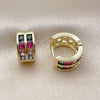 Argolla Huggie 02.237.0043.15 Oro Laminado, con Multicolor Zirconia Cubica, Pulido, Tono Dorado