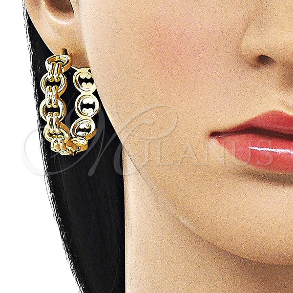 Argolla Huggie 02.237.0047.35 Oro Laminado, Diseño de Hebilla del Cinturón, Pulido, Tono Dorado