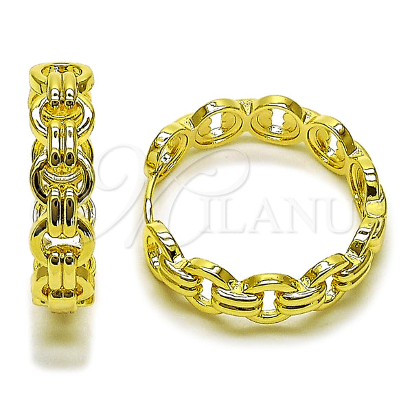 Argolla Huggie 02.237.0047.35 Oro Laminado, Diseño de Hebilla del Cinturón, Pulido, Tono Dorado