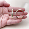 Argolla Huggie 02.237.0052.30 Oro Laminado, con Blanca Micro Pave, Pulido, Tono Dorado