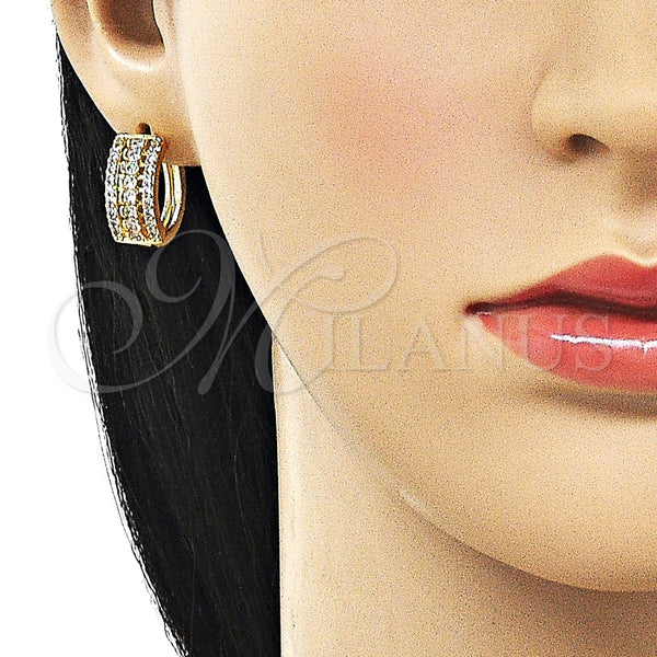 Argolla Huggie 02.266.0065.18 Oro Laminado, con Blanca Zirconia Cubica, Pulido, Tono Dorado