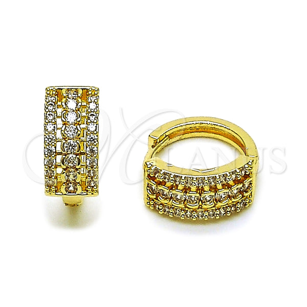 Argolla Huggie 02.266.0065.18 Oro Laminado, con Blanca Zirconia Cubica, Pulido, Tono Dorado