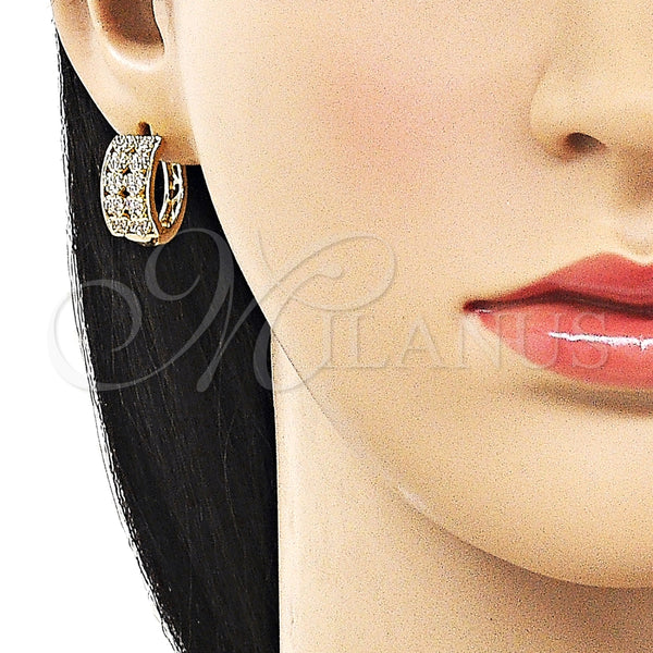 Argolla Huggie 02.266.0066.18 Oro Laminado, Diseño de Corazón, con Blanca Zirconia Cubica, Pulido, Tono Dorado