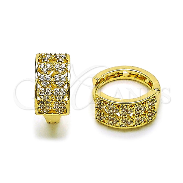 Argolla Huggie 02.266.0066.18 Oro Laminado, Diseño de Corazón, con Blanca Zirconia Cubica, Pulido, Tono Dorado