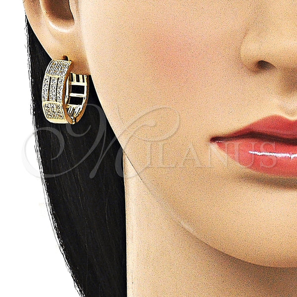Argolla Huggie 02.266.0068.20 Oro Laminado, con Blanca Zirconia Cubica, Pulido, Tono Dorado