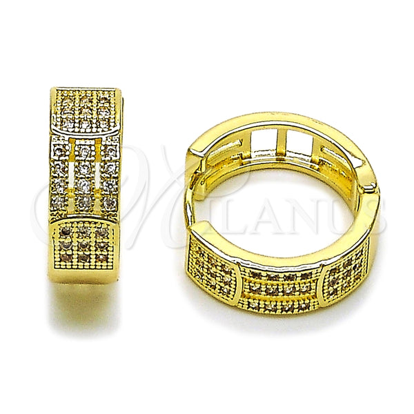 Argolla Huggie 02.266.0068.20 Oro Laminado, con Blanca Zirconia Cubica, Pulido, Tono Dorado