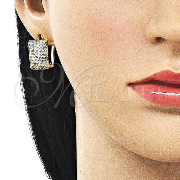 Argolla Huggie 02.266.0069.12 Oro Laminado, con Blanca Zirconia Cubica, Pulido, Tono Dorado