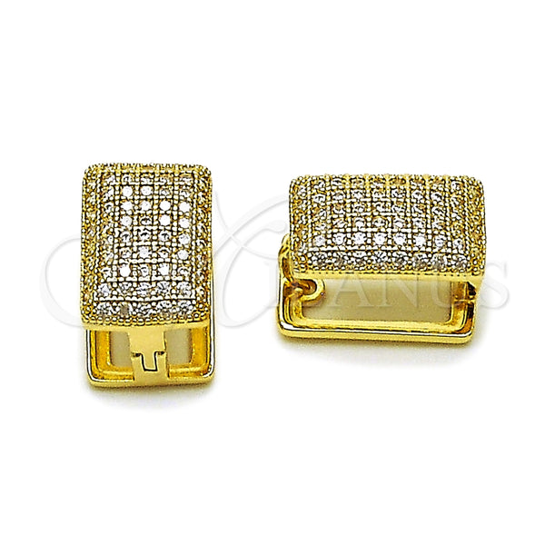 Argolla Huggie 02.266.0069.12 Oro Laminado, con Blanca Zirconia Cubica, Pulido, Tono Dorado