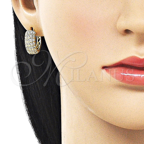 Argolla Huggie 02.266.0072.18 Oro Laminado, con Blanca Zirconia Cubica, Pulido, Tono Dorado