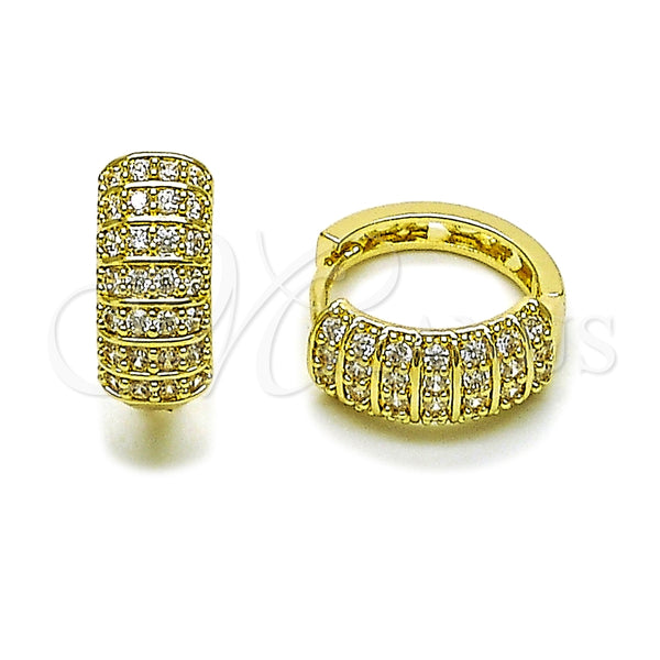 Argolla Huggie 02.266.0072.18 Oro Laminado, con Blanca Zirconia Cubica, Pulido, Tono Dorado