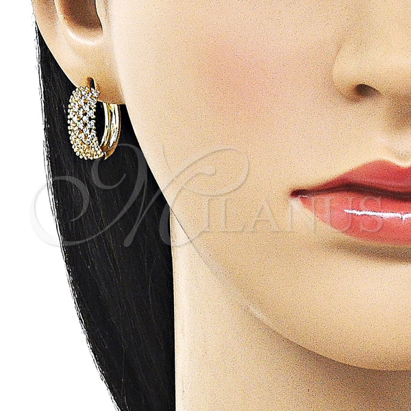 Argolla Huggie 02.266.0073.20 Oro Laminado, con Blanca Zirconia Cubica, Pulido, Tono Dorado